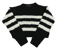 Čierno-biely pruhovaný vzorovaný crop sveter Select