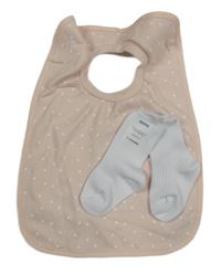 2set - Světlerůžový puntíkatý bryndák + bílé ponožky 