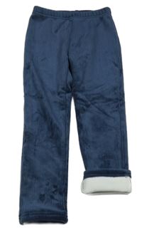 Tmavomodré žebrované sametové zateplené tepláky Topolino