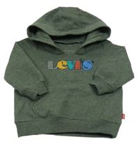 Tmavozelená mikina s logem a kapucí Levi´s