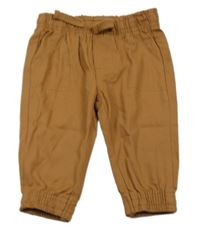 Hnedé plátenné cuff nohavice