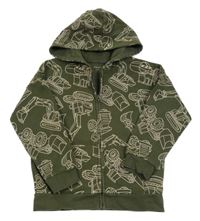 Khaki prepínaci mikina s bagrami a kapucňou Primark