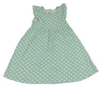 Mintovo-biele bodkovaná é šaty s volánikmi Topolino