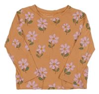 Oranžovo-ružové kvetované tričko Primark