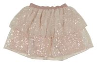 Svetloružová tylová sukňa s flitrami H&M
