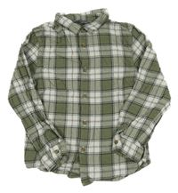 Khaki-bílá kostkovaná košile Primark