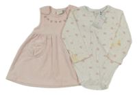 Nové - Smetanové květované body + světlerůžové sametové laclové šaty s květy Jasper Conran