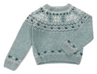 Zeleno-biely žinylkový vzorovaný sveter Primark