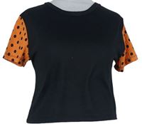 Dámske čierno-oranžové crop tričko zn. Lacati