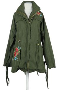 Dámska khaki šušťáková parka s kvetmi Coveted