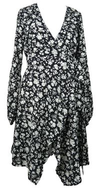 Dámské černo-bílé kytičkované zavinovací šaty MissGuided 