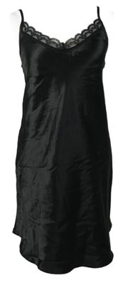 Dámska čierna saténová nočná košeľa s čipkou zn. Matalan