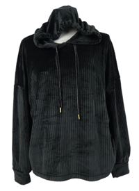 Dámská černá sametová žebrovaná mikina s kapucí M&S