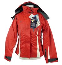 Nové - Dámska červeno-biela šušťáková lyžiarska bunda s kapucňou Crane