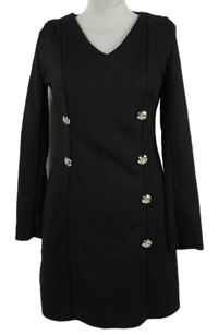 Dámske čierne šaty s gombíky