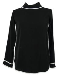 Nové - Dámska čierna blúzka s bílým lemem Zara