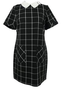 Nové - Dámske čierno-biele kockované šaty s golierikom George