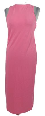 Nové - Dámské neonově růžové žebrované midi šaty Papaya 