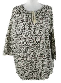 Dámská smetanovo-černá vzorovaná balonová halenka Laura Torelli