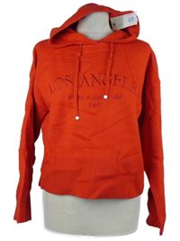 Nové - Dámsky červený crop sveter s nápisom a kapucňou Primark