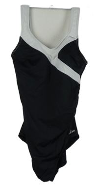 Dámské černo-bílé jednodílné plavky s pruhy Nabaiji 