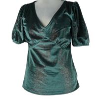 Dámská tmavozelená třpytivá sametová halenka Next 