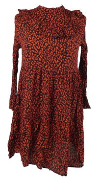 Dámské červeno-černé vzorované šaty s volánkem Zara 