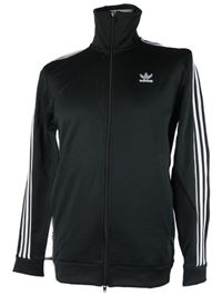 Pánská černá sportovní propínací mikina s pruhy Adidas 