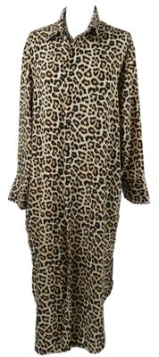 Dámské černo-béžové leopardí košilové šaty H&M