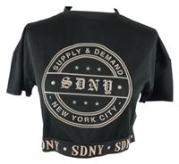 Dámské černé sportovní crop tričko s nápisy SDNY vel. 30