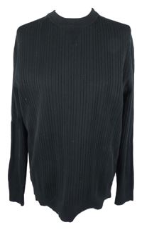 Pánsky čierny rebrovaný sveter River Island