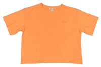 Neónově oranžové crop tričko s výšivkou zn. H&M