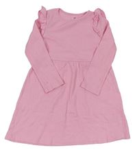 Ružové rebrované šaty s volánikom H&M