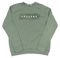 Khaki mikina s nápisom H&M