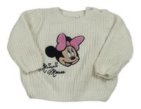 Bílý žinylkový svetr s Minnie Disney