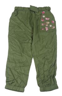 Khaki lehké cuff kalhoty s kytičkami E-Vie angel
