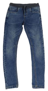 Modré skinny rifle s úpletovým pasem C&A