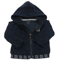 Tmavomodrá zamatová prepínaci mikina s výšivkou a kapucňou River Island