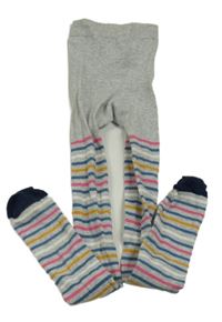 Šedo-barevné pruhované punčocháče