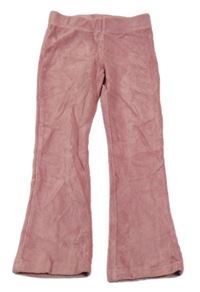 Růžové žebrované sametové legíny Nutmeg