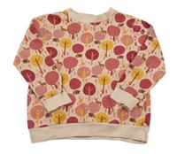 Svetloružová mikina so stromami a zvířaty