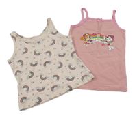 2x košilka růžová + růžová s duhami