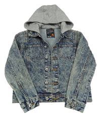 Modrá melírovaná riflová bunda s kapucí Chapter young