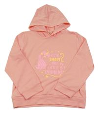 Svetloružová ľahká mikina s potlačou a kapucňou