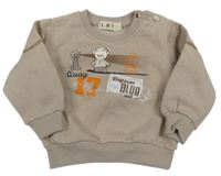 Béžová mikina s medvěďom a číslom L&T