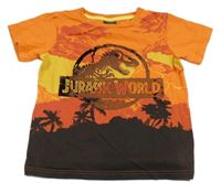Oranžovo-černé tričko s dinosaurem