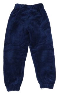 Tmavomodré chlupaté domácí kalhoty