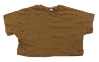 Hnědé crop tričko Zara