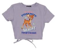 Fialové crop tričko so srncem a nápismi Tally Weijl