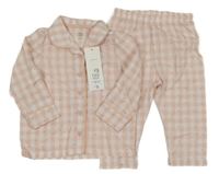 Nové - ružovo-biele kockované pyžama so srdiečkami F&F